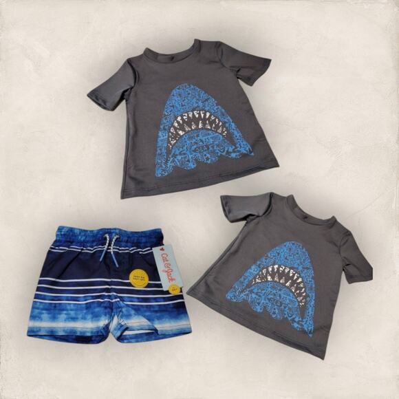Cat & Jack 3 Piece Bundle Swimwear 12M - Picture 1 of 8
